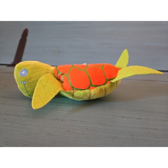 Stuffed Animal Colorful Green Orange Shell Turtle 5.5" × 4.5" Tortoise Plush - Picture 4 of 11